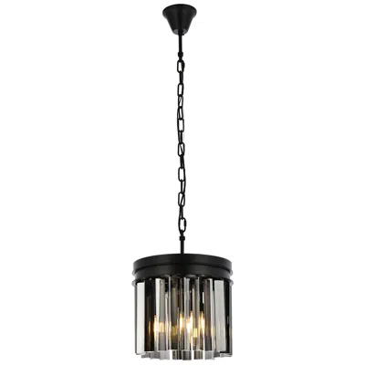 Elegant Lighting Sydney 3 Lt Matte Black Pendant Silver Shade (grey)