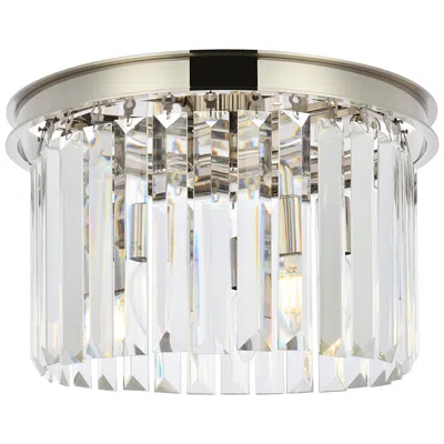 Elegant Lighting Sydney 3 Lt Polished Nickel Flush Mount Clear