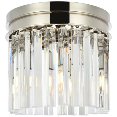 Elegant Lighting Sydney 3 Lt Polished Nickel Flush Mount Clear In Multi
