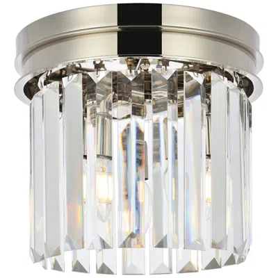 Elegant Lighting Sydney 3 Lt Polished Nickel Flush Mount Clear In Silver