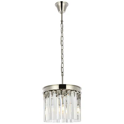 Elegant Lighting Sydney 3 Lt Polished Nickel Pendant Clear In Silver