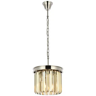 Elegant Lighting Sydney 3 Lt Polished Nickel Pendant Golden Teak