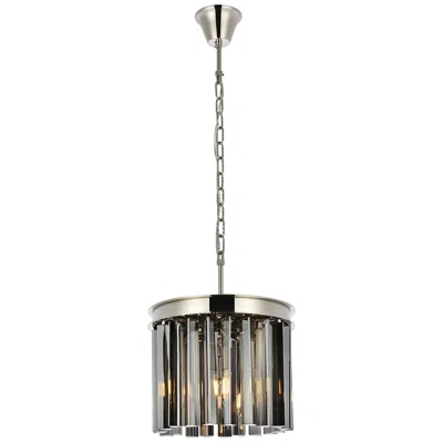 Elegant Lighting Sydney 3 Lt Polished Nickel Pendant Silver Shade (grey) In Multi