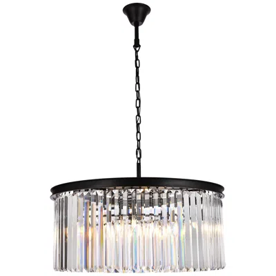 Elegant Lighting Sydney 31 1/2" Matte Black Clear Crystal Chandelier