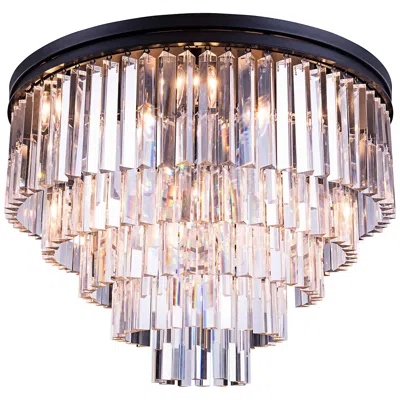 Elegant Lighting Sydney 32" Wide Matte Black 5-tier Clear Crystal Ceiling Light
