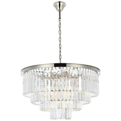 Elegant Lighting Sydney 32" Wide Polished Nickel Chandelier With Clear Shade