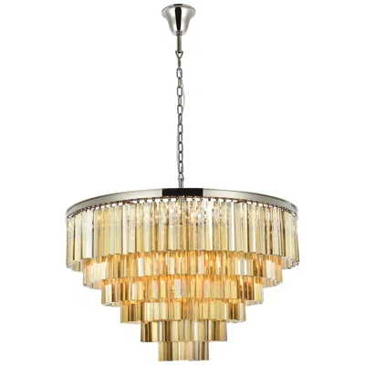 Elegant Lighting Sydney 33 Lt 44" Polished Nickel Chandelier Golden Teak