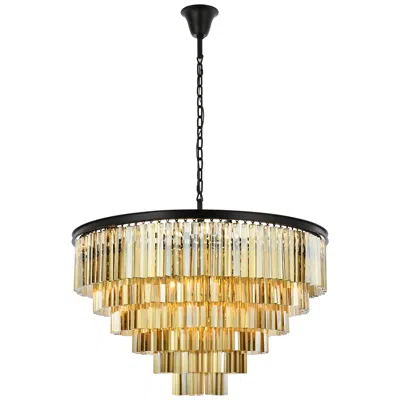 Elegant Lighting Sydney 33 Lt Matte Black Chandelier Golden Teak