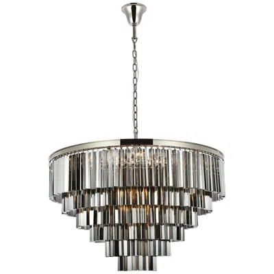Elegant Lighting Sydney 33 Lt Polished Nickel Chandelier Silver Shade (grey)