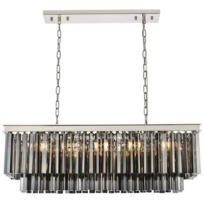Elegant Lighting Sydney 40" Nickel 12-light Crystal Linear Chandelier
