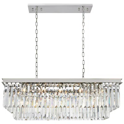 Elegant Lighting Sydney 40" Wide Linear Nickel And Crystal Pendant