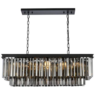 Elegant Lighting Sydney 40" Wide Matte Black 12-light Linear Chandelier