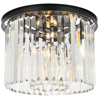 Elegant Lighting Sydney 6 Lt Matte Black Flush Mount Clear