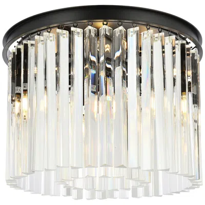 Elegant Lighting Sydney 6 Lt Matte Black Flush Mount Clear