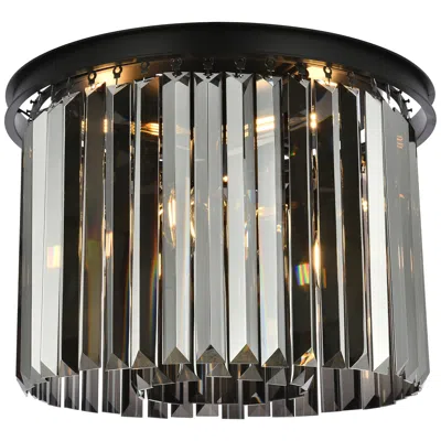 Elegant Lighting Sydney 6 Lt Matte Black Flush Mount Silver Shade (grey)