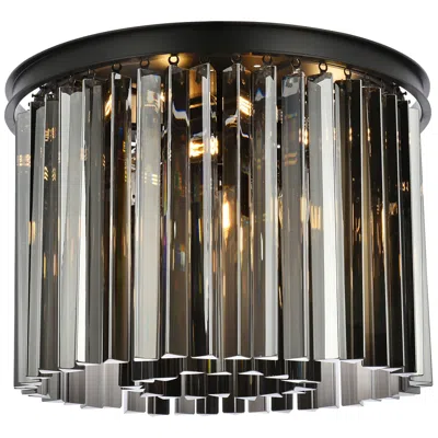Elegant Lighting Sydney 6 Lt Matte Black Flush Mount Silver Shade (grey)