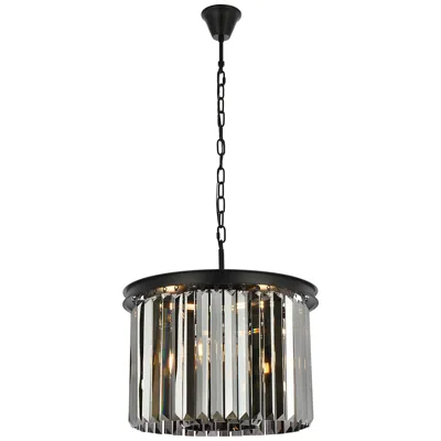 Elegant Lighting Sydney 6 Lt Matte Black Pendant Silver Shade (grey)