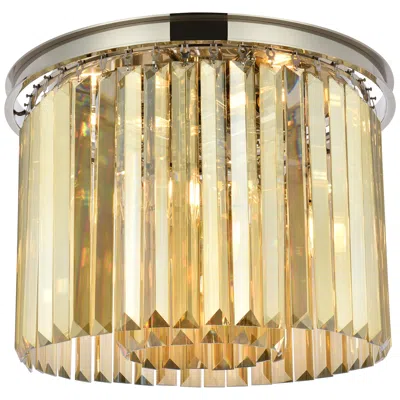 Elegant Lighting Sydney 6 Lt Polished Nickel Flush Mount Golden Teak