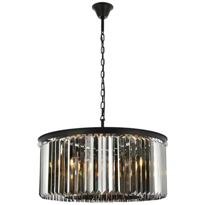 Elegant Lighting Sydney 8 Lt Matte Black Chandelier Silver Shade (grey)