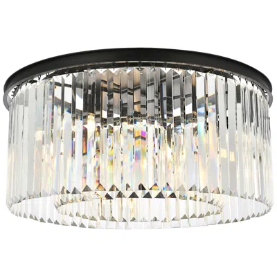 Elegant Lighting Sydney 8 Lt Matte Black Flush Mount Clear
