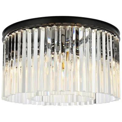 Elegant Lighting Sydney 8 Lt Matte Black Flush Mount Clear