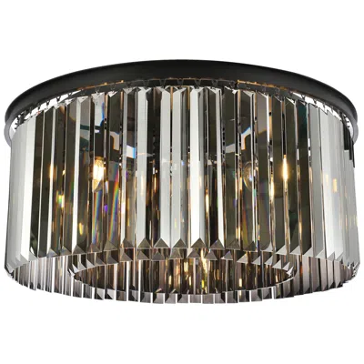 Elegant Lighting Sydney 8 Lt Matte Black Flush Mount Silver Shade (grey)