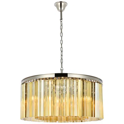 Elegant Lighting Sydney 8 Lt Polished Nickel Chandelier Golden Teak