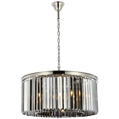 Elegant Lighting Sydney 8 Lt Polished Nickel Chandelier Silver Shade - Grey