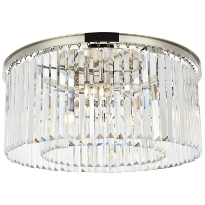 Elegant Lighting Sydney 8 Lt Polished Nickel Flush Mount Clear
