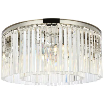 Elegant Lighting Sydney 8 Lt Polished Nickel Flush Mount Clear