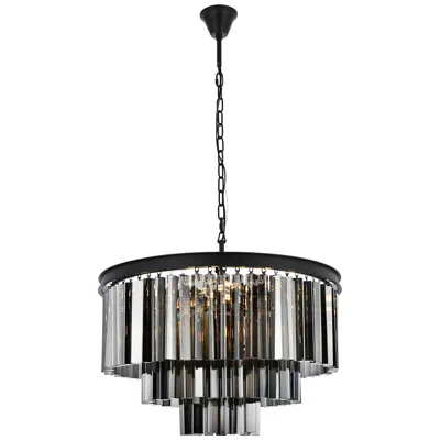 Elegant Lighting Sydney 9 Lt Matte Black Chandelier Silver Shade (grey)