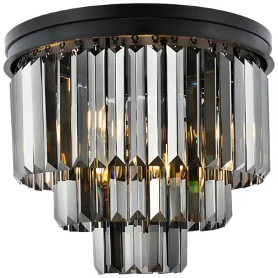Elegant Lighting Sydney 9 Lt Matte Black Flush Mount Silver Shade (grey)
