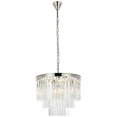 Elegant Lighting Sydney 9 Lt Polished Nickel Chandelier Clear In Silver