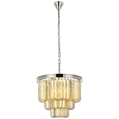 Elegant Lighting Sydney 9 Lt Polished Nickel Chandelier Golden Teak