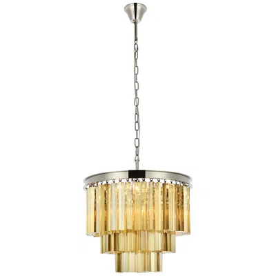 Elegant Lighting Sydney 9 Lt Polished Nickel Chandelier Golden Teak