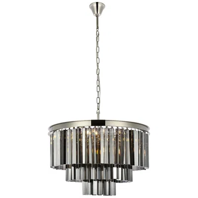 Elegant Lighting Sydney 9 Lt Polished Nickel Chandelier Silver Shade (grey)