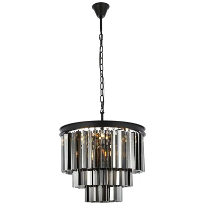 Elegant Lighting Sydney 9-light Matte Black 20"w Clear Crystal Pendant Chandelier