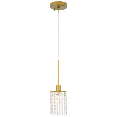 Elegant Lighting Taylor 4 3/4" Wide Brass And Crystal Mini Pendant