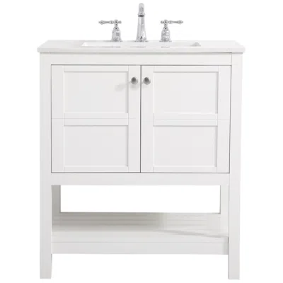 Elegant Lighting Theo 30" Wide White 2-door Single Sink Bathroom Vanity