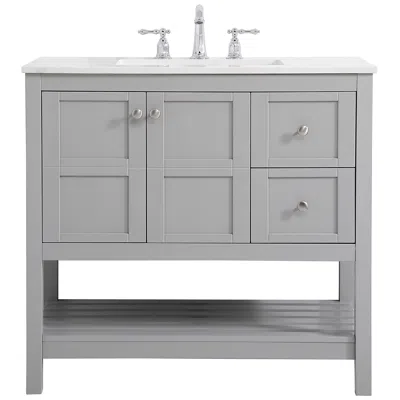 Elegant Lighting Theo 36" Wide Gray 2-drawer Single Sink Bathroom Vanity