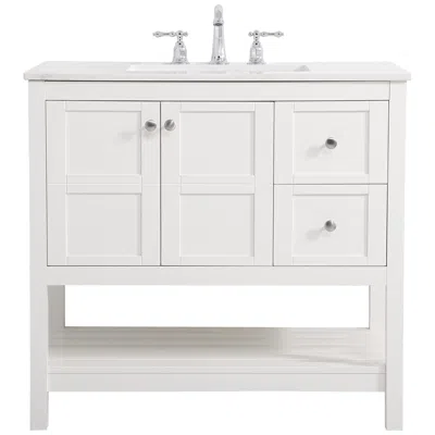 Elegant Lighting Theo 36" Wide White 2-drawer Single Sink Bathroom Vanity
