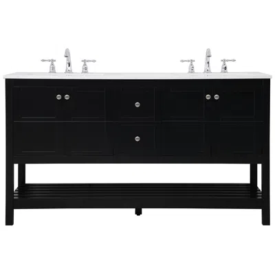 Elegant Lighting Theo 60" Wide Black 2-drawer Double Sink Bathroom Vanity