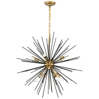 Elegant Lighting Timber 30" Wide Brass And Black Sputnik 8-light Pendant