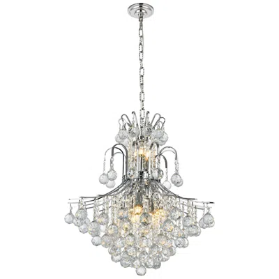 Elegant Lighting Toureg 22" Wide Chrome And Clear Crystal 2-tier Chandelier