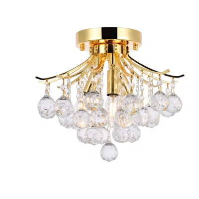 Elegant Lighting Toureg 3 Lt Gold Flush Mount Clear