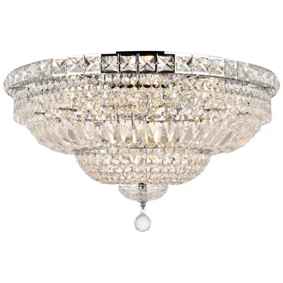 Elegant Lighting Tranquil 12 Lt Chrome Flush Mount Clear In Gold