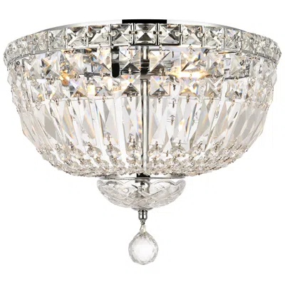 Elegant Lighting Tranquil 14" Wide Chrome And Clear Crystal Ceiling Light