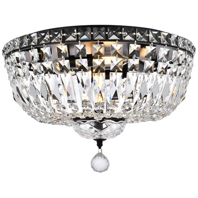 Elegant Lighting Tranquil 16" Black And Crystal Ceiling Light