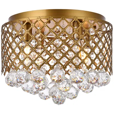 Elegant Lighting Tully 13 1/2" 4-light Flush Mount Brass Ceiling Light
