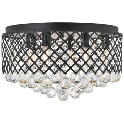 Elegant Lighting Tully 18" Wide Matte Black 6-light Ceiling Light